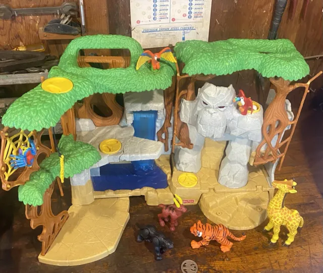 Imaginext Gorilla Mountain Fx Jungle Playset Lot 7 Animals Figures WORKS Toy