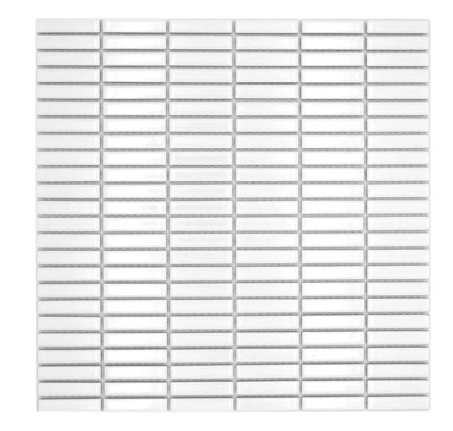 Mosaïque Blanc Bambusoptik Céramique Brillant Rectangle Mur Cuisine Douche