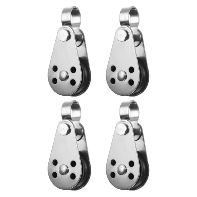 4Pcs 55mm Single Pulley Block, 316 Stainless Steel Nylon Hanging Wire