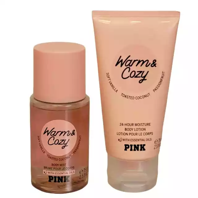 Victorias Secret PINK Warm & Cozy Body Mist & Lotion 2.5 fl oz Set Lot of 2 Gift