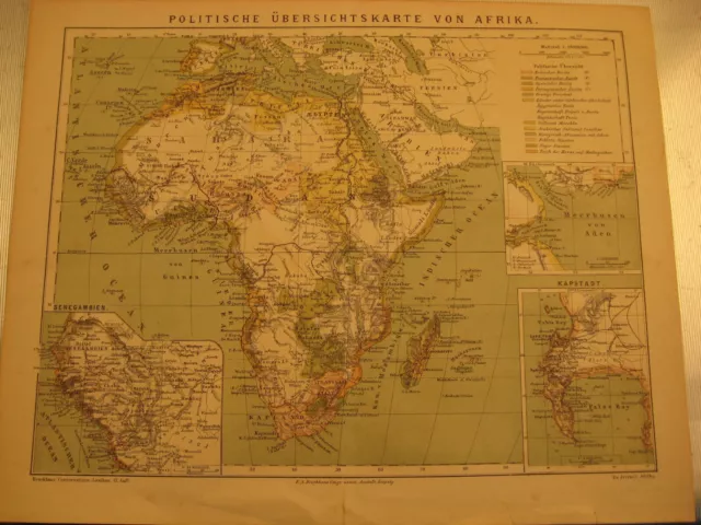 Antike Landkarte von 1900:Afrika Politische Übersicht Kolonien..Antique map