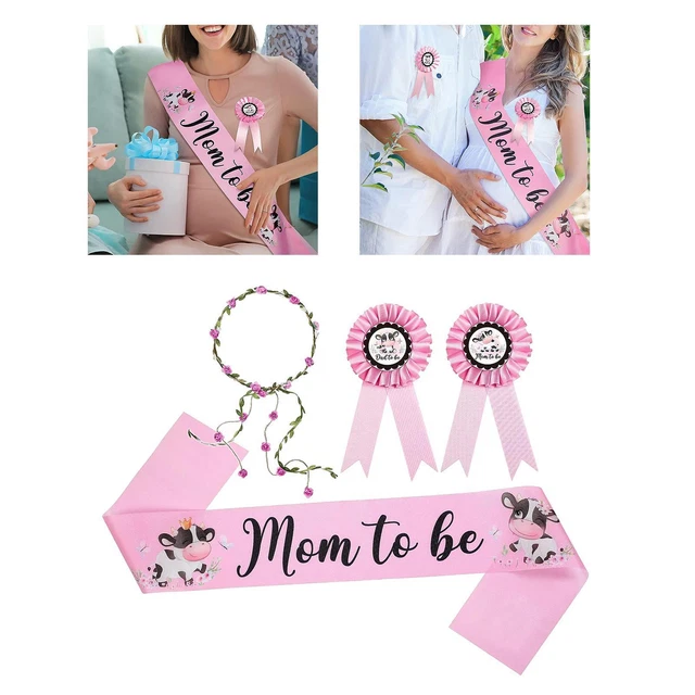 4x Spilla a tema Mucca Rosa Mom to Be Spilla con spilla per fascia Baby