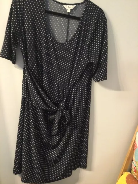 Ripe Maternity Short Sleeve Navy Spot Dress - Size L