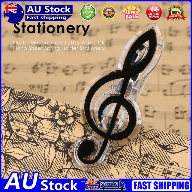 Plastic Musical Note Letter Paper Clip Piano Sheet Holder (Black)