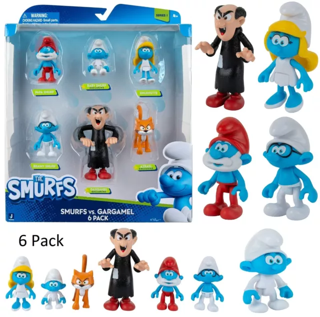 Smurfs Vs Gargamel 6 Pack Multipack Smurfette Papa Smurf Azrael Baby Ages 6+ Toy