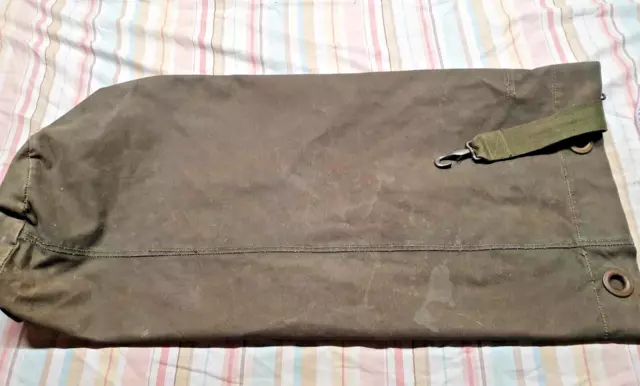 Vintage British Army Named Kit Bag Duffle Canvas Military Sausage Stuff Sack 2