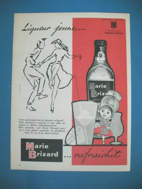 Publicite De Presse Marie Brizard Liqueur Jeune Anisette Rafraichit  Ad 1960