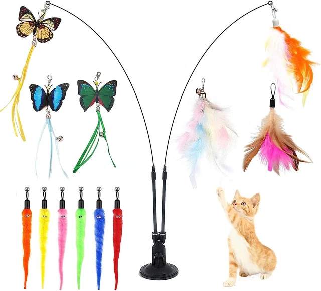 MarverFace | Lot de 15 Pièces Jouet Interactif Pour Chat | Jouet à Plumes | Neuf