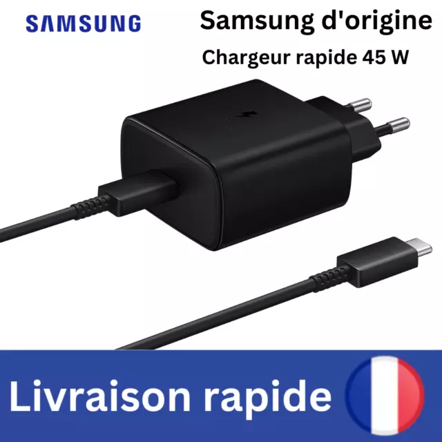 Chargeur mural ultra rapide d'origine Samsung avec câble 3.0 45W S20-S23 Ultra