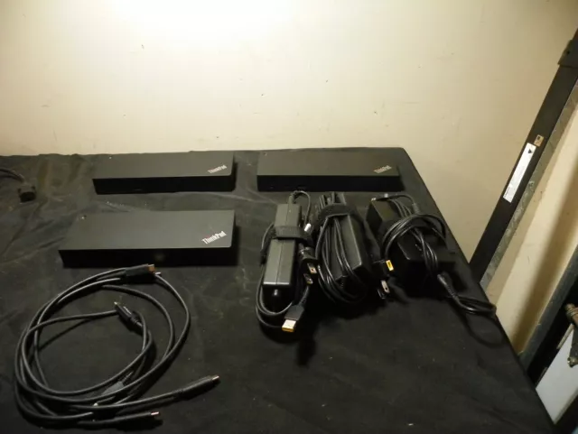 Lot Of 3 Lenovo ThinkPad 40AC0135US Thunderbolt 3 Dock + Cables & 135W Chargers