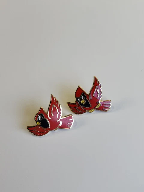 Cartoon Cardinal Bird Lapel Pin Lot Of 2