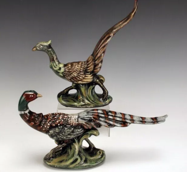 Vintage Pair Royal Copley Pheasants Hand Painted Game Birds Art Pottery 10-12”L