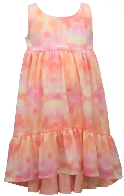 NWT Bonnie Jean Girls Size 5 Sleeveless Peach Tie Dye Tiered Ruffle Dress