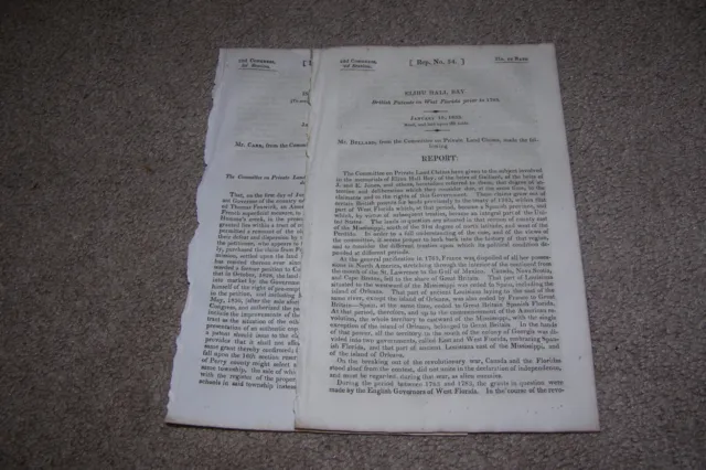 1833 Land Claims Hall Bay Florida, Missouri Government Documents