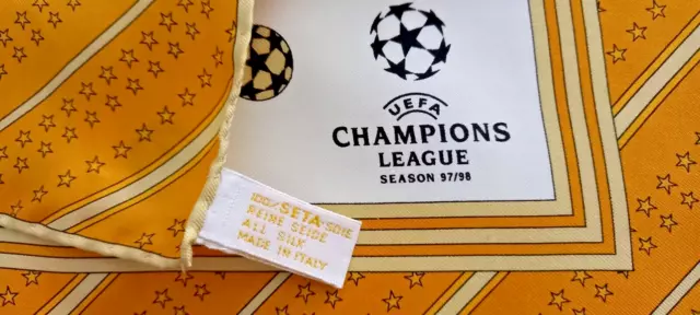 Champion´s League 97/98 Foulard Carré en Twill de Soie 89cm TBE +SILK+scarf 276N