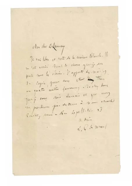 NERVAL Lettre AUTOGRAPHE SIGNEE à Hippolyte Delaunay MANUSCRIT 1841