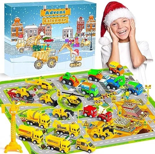 Calendario Dell'Avvento 2025 VEEKAY Con 24 Macchinine - Auto E Camion In Lega Per Bambini