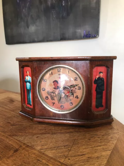 Rare !!! Réveil Mécanique Animé " Mao Zedong " Propagande Communiste Chinoise