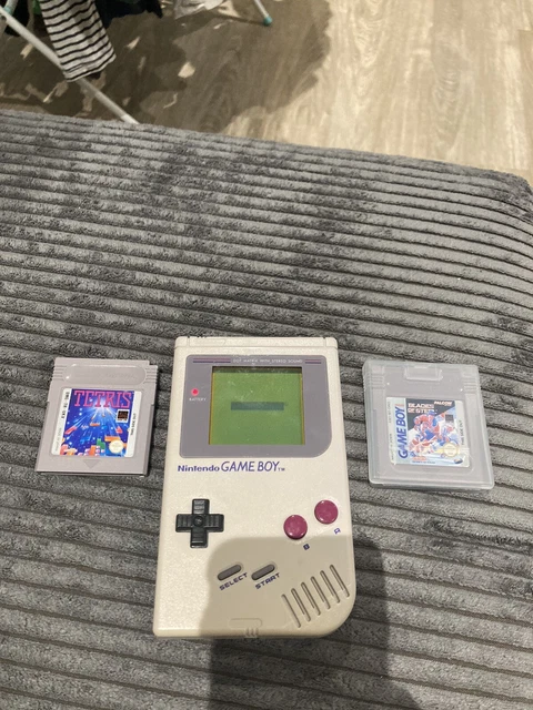 Nintendo Game Boy Grey Handheld System - Grey - Tetris - Blades Of steel