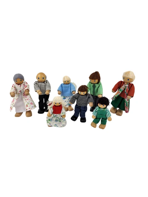 Ryan's Room Posable Wooden Dolls Dollhouse Figures Toys Melissa & Doug Lot Of 8