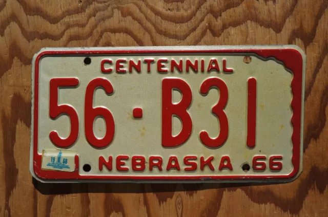 1966 1967 1968 Sherman County NEBRASKA License Plate