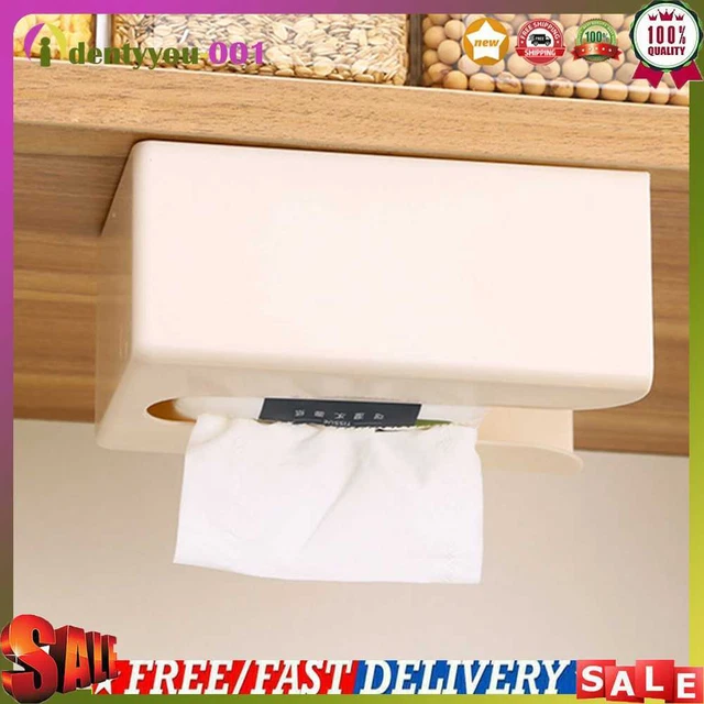 Caja de tejidos montada en pared portaserpinas estuche para toallas de papel autoadhesivo (beige)