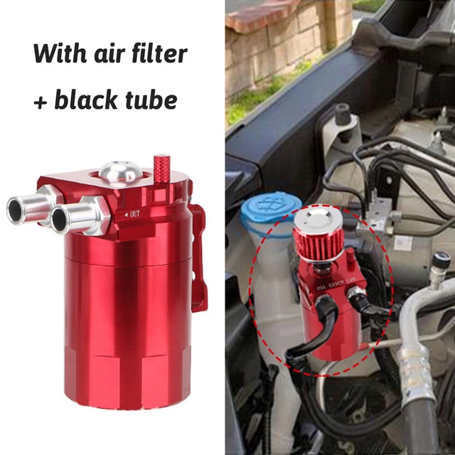 BAFFLED CAR OIL Trap Catch Can Set with Air Filter Hose Fuel Tank Kit