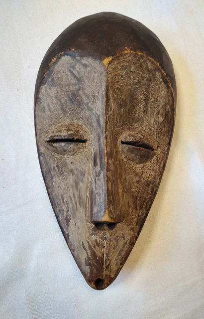 Lele Zaire Leele Tribe Mask Carved Wooden African Art Estate Vintage 11 x 6 Inch