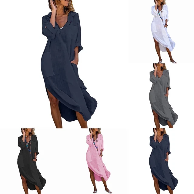 Indien Pêche Robe en Coton Long Kimono Pyjama Floral Nuit Costume