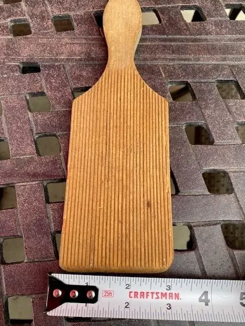 Vintage Ribbed, Ridged, and Slab, Smooth, Sided, Wooden Paddle 9 " x 2.5 " Rare