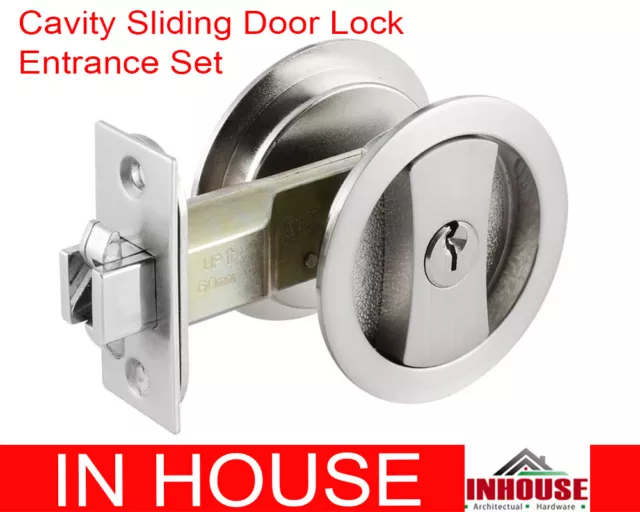 Cavity Sliding door Lock Entrance Set SATIN FINISH FREE POSTAGE