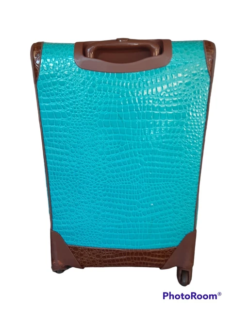 Samantha Brown Classic Croc Embossed Spinner Wheels Upright Luggage Aqua 25x16" 2