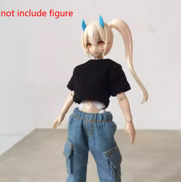 1/12 Female Soldier Black T-shirt + Danim Cargo Pants Model for 6'' Figma 30MS