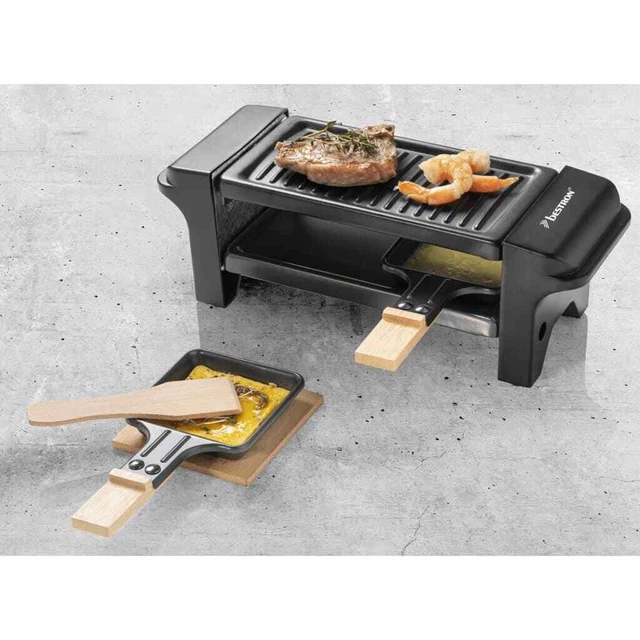 Bestron Raclette-Grill 350W Schwarz Holz 2 Personen Tischgrill Elektrogrill Best