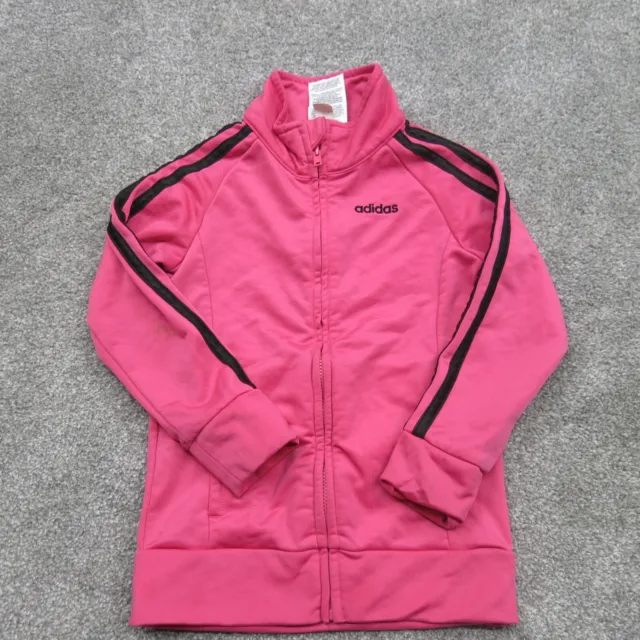 Adidas Track Jacket Girls Size 3T/3TL Pink Long Sleeve Logo Three Stripe Jacket