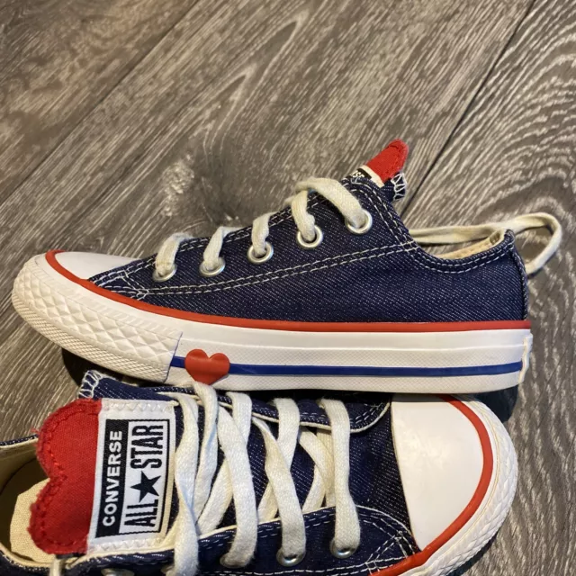 Converse Denim Loveheart Trainers, Kids Size 10.5, Blue, Authentic, Genuine, VGC 2