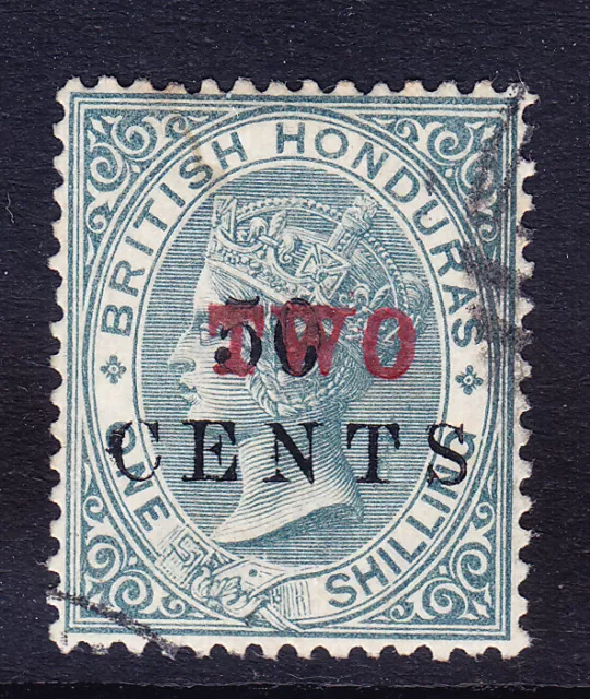 BRITISH HONDURAS QV 1888 SG35 TWO on 50c on 1/- grey opt type 3 fine used cv£100