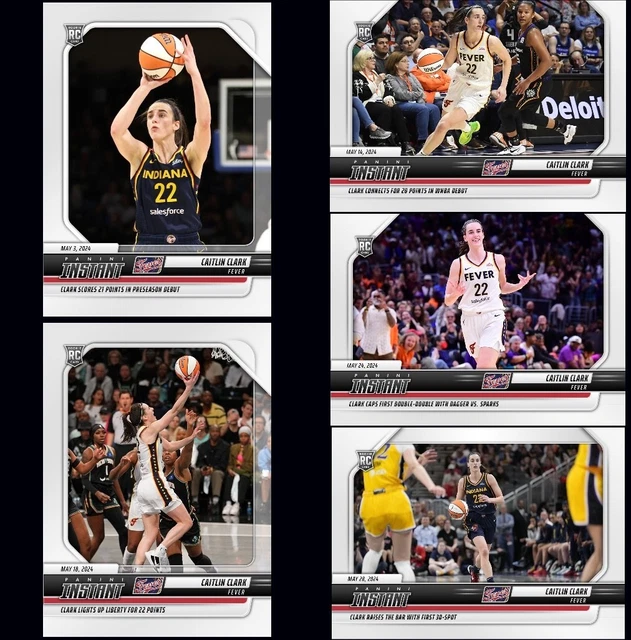 (5) 2024 PANINI Instant WNBA Caitlin Clark ROOKIE CARDS SP 1 10 19