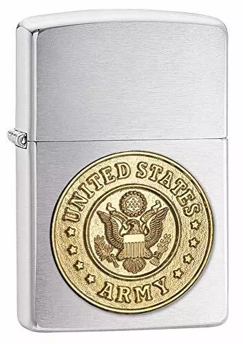 Zippo United States Army Emblem Pocket Lighter, Brushed Chrome