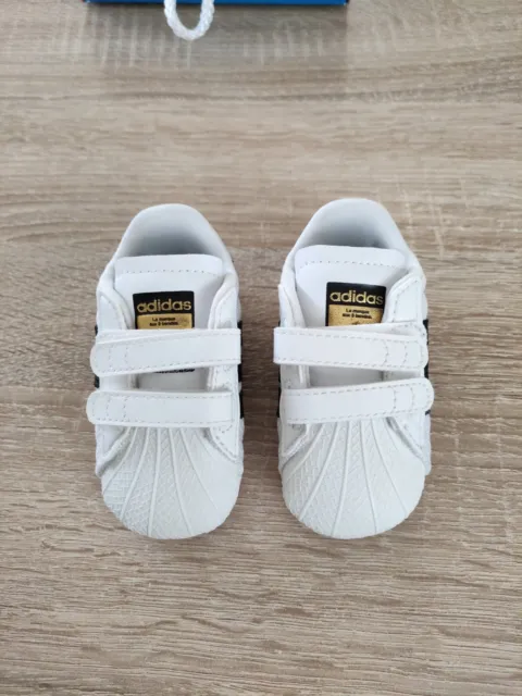 Kinder Baby Adidas Schuhe Größe 17 Superstar Crib Originals weiß schwarz gold