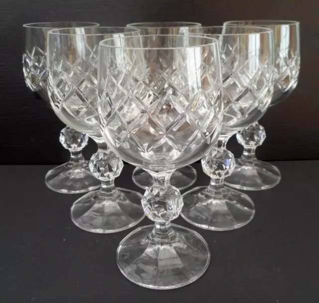 6 Bohemia Crystal red wine glasses - Bristol pattern -14 cm (5.5") tall - 150 ml