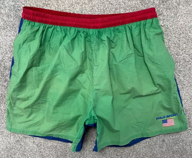 Pantalones cortos de natación Polo Sport Ralph Lauren para hombre medianos M W32-34 verdes vintage