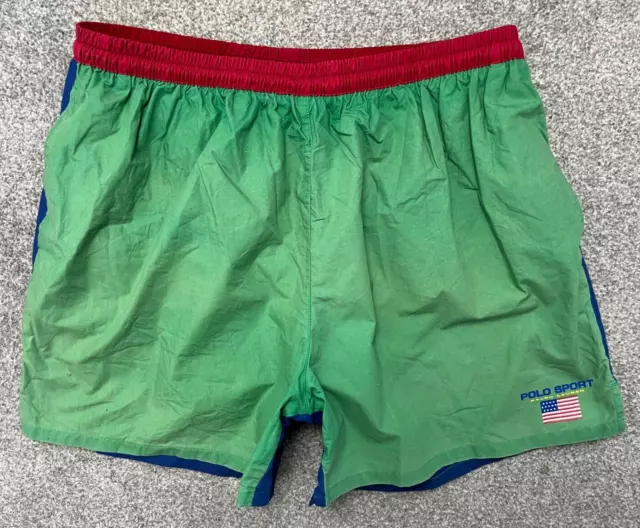 Polo Sport Ralph Lauren Swim Shorts Mens Medium M W32-34 Green Swimming Vintage