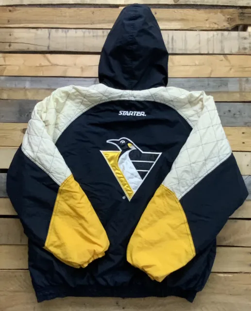 Vintage 90s Pittsburgh Penguins Starter NHL Hockey Coat Jacket XL Worn