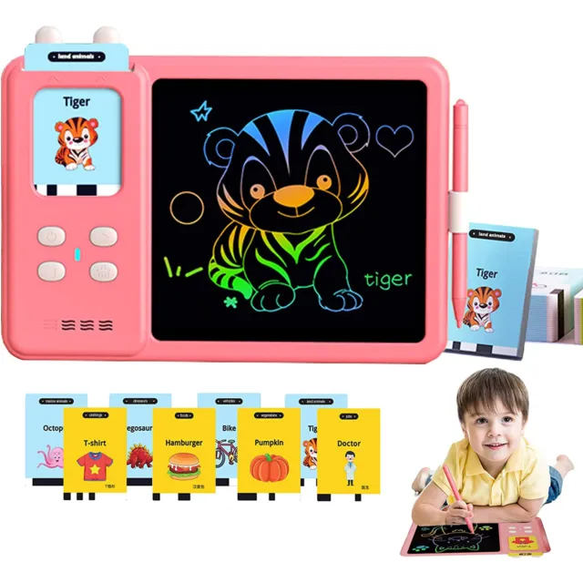 LCD Talking Flash Cards Writing Board Learning Toy Kids Toddler Drawing Tablet