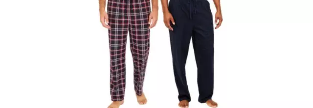 Nautica Mens 2 Pack Fleece Pajama Sleepwear Pants Navy/Maroon Plaid NEW WITH TAG