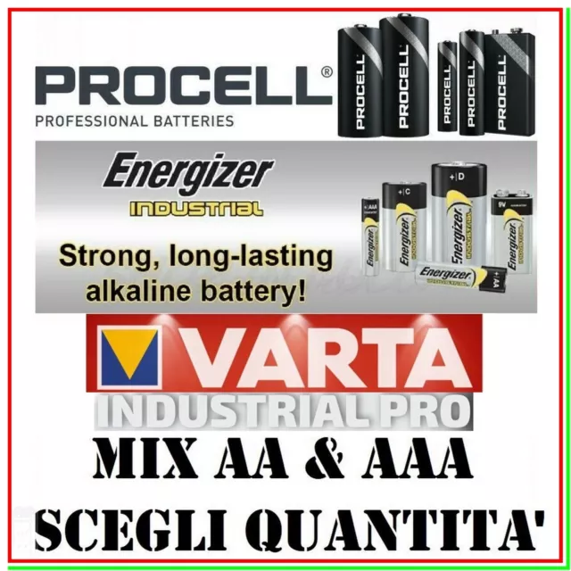 batteria aa aaa mix pila stilo ministilo procell energizer industrial alcaline