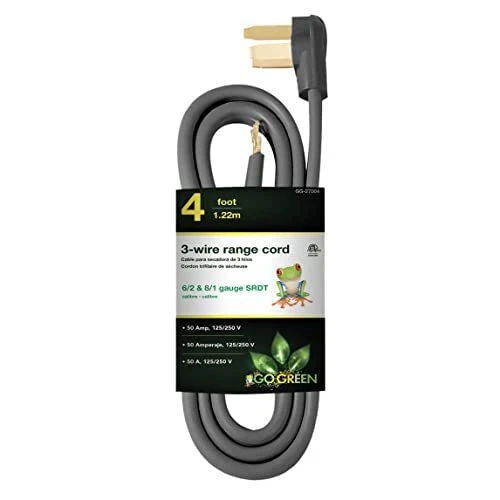 Go Green Power GG-27004 4' 3 Wire Range Cord 30 Amp