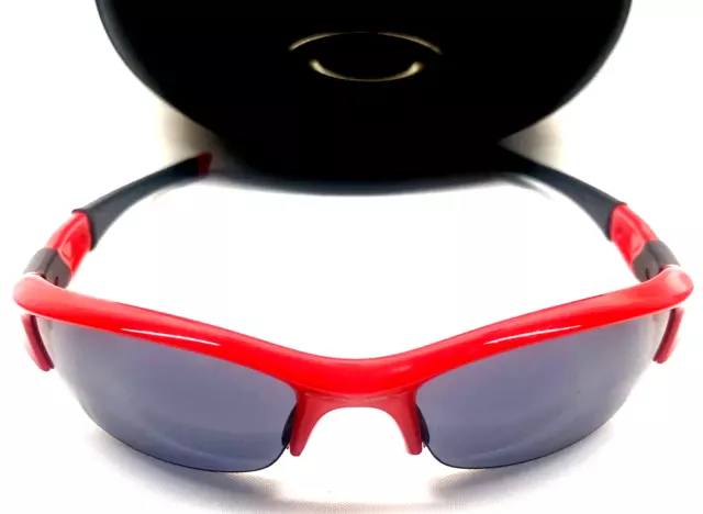 RARE OAKLEY FLAK JACKET 1.0 SUNGLASSES Infrared Frames w/ Black Iridium Lenses