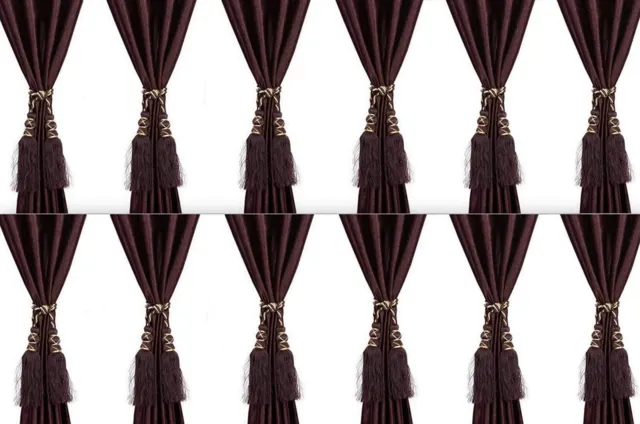 Beautiful Polyester Curtain Tassels Tiebacks Brown for home decor set of 12 Pcs